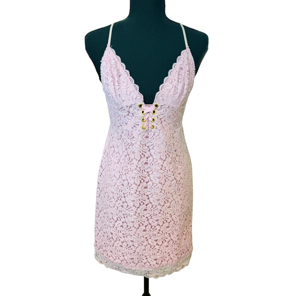 Victoria's Secret Dream Angels Lace Slip Mini Dress S Lilac Coquette Soft Girl
